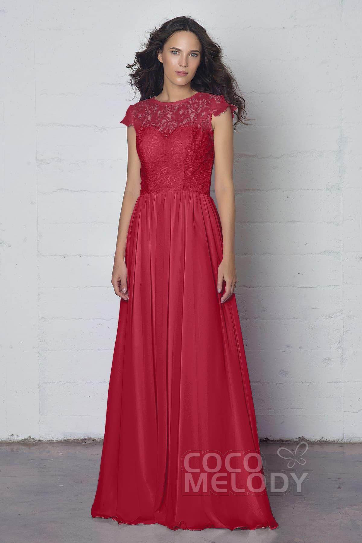 Sheath-Column Floor Length Lace and Chiffon Dress LOZF1503E - COCOMELODY